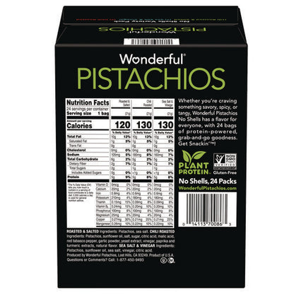 No Shells Roasted And Salted Pistachios Variety Pack, Assorted Flavors, 0.75 Oz Bag, 24/carton