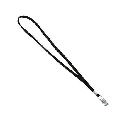 Metal Flat Clip Lanyard, 36" Long, Black, 100/pack