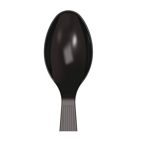 Mediumweight Polystyrene Wrapped Cutlery, Teaspoon, Black, 1,000/carton