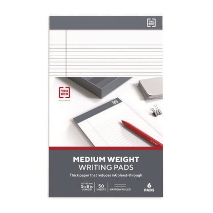 Notepads, Narrow Rule, 50 White 5 X 8 Sheets, 6/pack