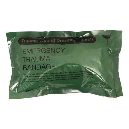 Emergency Trauma Bandage, Fabric, 4" Wide