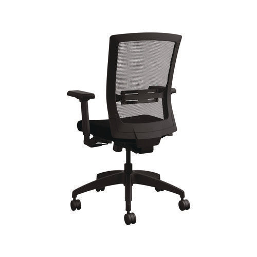 Quip Ergonomic Mesh Back Swivel Task Chair, Supports Up To 300 Lb, Black Seat, Carbon Back, Black Base