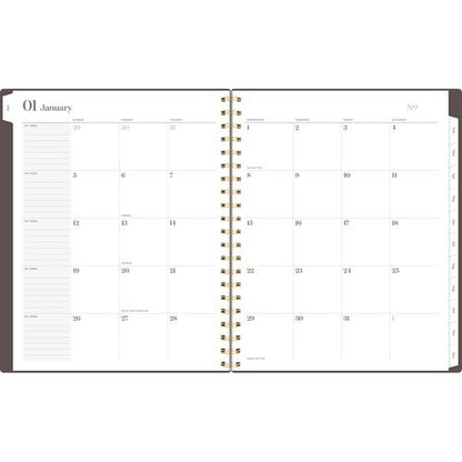 Workstyle Monthly Poly Planner, Geometric Artwork, 11 X 8.5, Java Brown/gold Cover, 12-month (jan To Dec): 2025