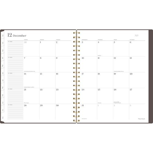 Workstyle Monthly Poly Planner, Geometric Artwork, 11 X 8.5, Java Brown/gold Cover, 12-month (jan To Dec): 2025