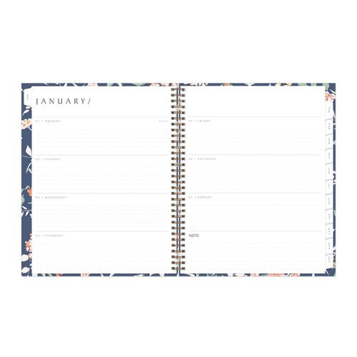 One Tree Planted Effie Weekly/monthly Planner, Floral Artwork, 11" X 8.5", Blue/peach/green Cover, 12-month (jan-dec): 2025