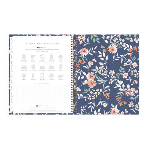 One Tree Planted Effie Weekly/monthly Planner, Floral Artwork, 11" X 8.5", Blue/peach/green Cover, 12-month (jan-dec): 2025