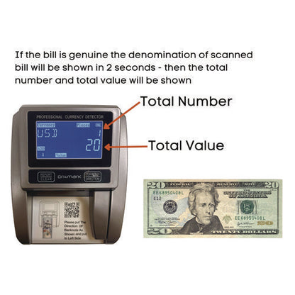 Counterfeit Detector Machine, Color; Infrared; Magnetic Strip Detection; Magnetic Ink; Size, 4.5 X 5.5 X 3.5