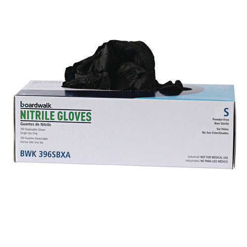 Disposable General-purpose Powder-free Nitrile Gloves, Small, Black, 4.4 Mil, 100/box, 10 Boxes/carton