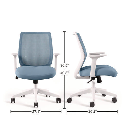 Wessex Ergonomic Fabric Mesh Swivel Task Chair, Up To 275 Lb, 17.09 To 20.83 Seat Height, Seafoam Seat/back, White Base