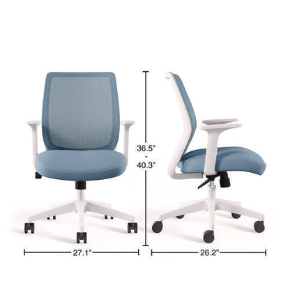 Wessex Ergonomic Fabric Mesh Swivel Task Chair, Up To 275 Lb, 17.09 To 20.83 Seat Height, Seafoam Seat/back, White Base