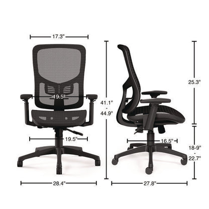 Hollins Ergonomic Mesh Swivel Task Chair, Supports Up To 275 Lb, 18.57 To 22.54 Seat Height, Black Seat/back, Black Base