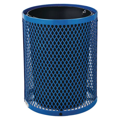 Outdoor Diamond Steel Trash Can, 36 Gal, Blue