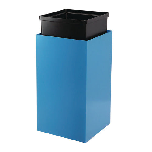 29 Gallon Trash/recycling Cans, Steel, Blue Can With Square Lid