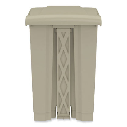 Plastic Step-on Receptacle, 12 Gal, Plastic, Tan