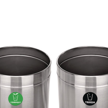 27 Gallon Stainless Steel Compost Bin And Trash Can, Brushed Stainless Steel