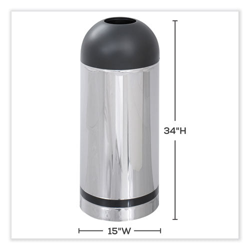 Waste Receptacle, 15 Gal, Steel, Stainless Steel/black