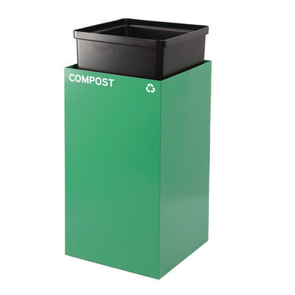 29 Gallon Trash/recycling Cans, Steel, Green Compost Can With Square Lid