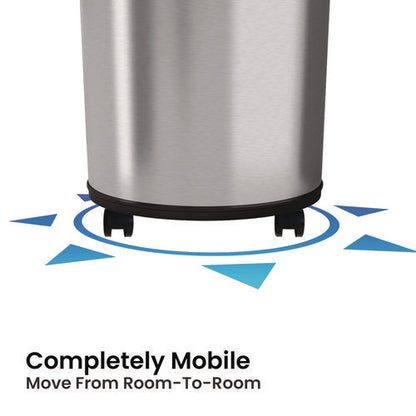 Extra-large Sensor Trash Can With Wheels, 23 Gal, Plastic/stainless Steel, Silver/black