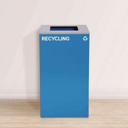 29 Gallon Trash/recycling Cans, Steel, Blue Recycling Can With Square Lid