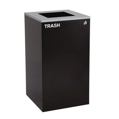 29 Gallon Trash/recycling Cans, Steel, Blue Cans/bottles Recycling With Mixed Lid, Black Trash Can With Square Lid