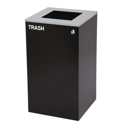 29 Gallon Trash/recycling Cans, Steel, Green Compost Can With Mixed Lid, Black Trash Can With Square Lid