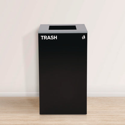 29 Gallon Trash/recycling Cans, Steel, Green Compost Can With Mixed Lid, Black Trash Can With Square Lid