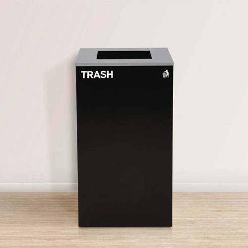 29 Gallon Trash/recycling Cans, Steel, Green Mixed Recycling Can With Square Lid, Black Trash Can With Square Lid