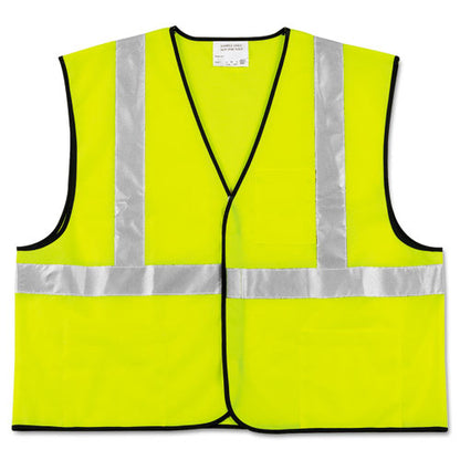 Class 2 Safety Vest, Polyester, 2x-large, Fluorescent Lime With Silver Stripe