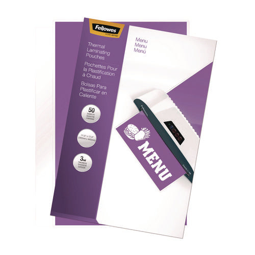 Laminating Pouches, 3 Mil, 11.5" X 17.5", Gloss Clear, 50/pack