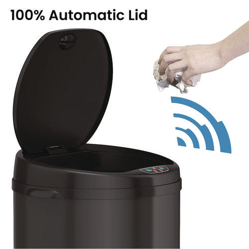 Sensor Trash Can, 8 Gal, Plastic/stainless Steel, Black