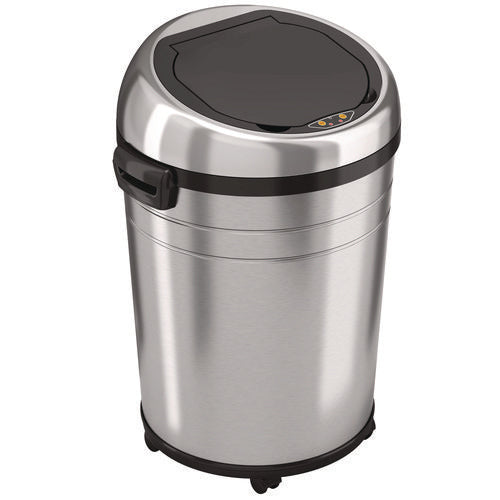 Extra-large Sensor Trash Can With Wheels, 18 Gal, Plastic/stainless Steel