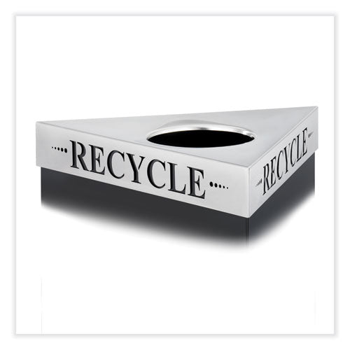 Trifecta Waste Receptacle Lid. Laser Cut "recycle" Inscription, 20w X 20d X 3h, Stainless Steel