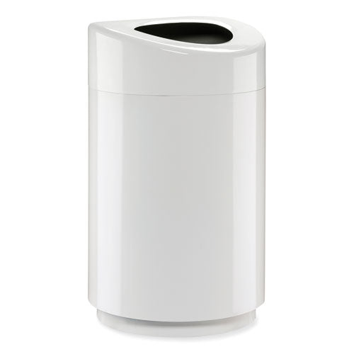 Open Top Round Waste Receptacle, 30 Gal, Steel, White