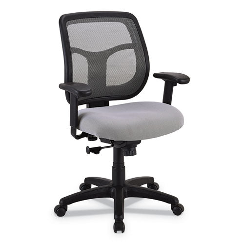 Apollo Mid-back Mesh Chair, Silver Seat/silver Back, Black Base