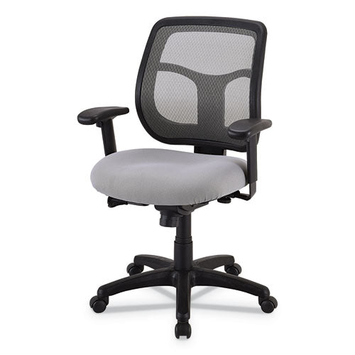 Apollo Mid-back Mesh Chair, Silver Seat/silver Back, Black Base